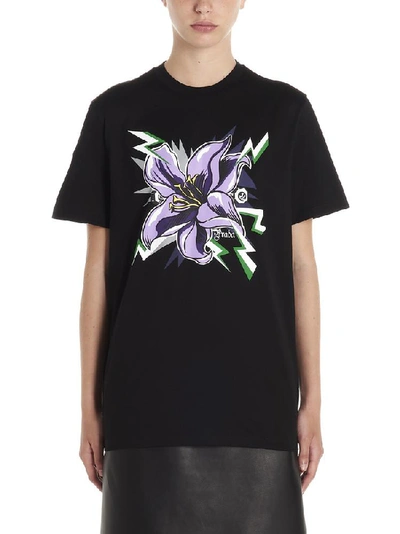 Shop Prada Floral Print T-shirt In Black