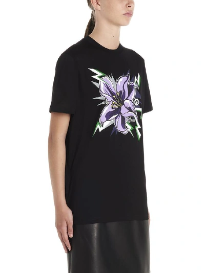 Shop Prada Floral Print T-shirt In Black