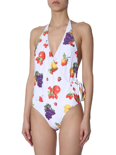 Shop Msgm Fruit Print Swimsuit In Multi