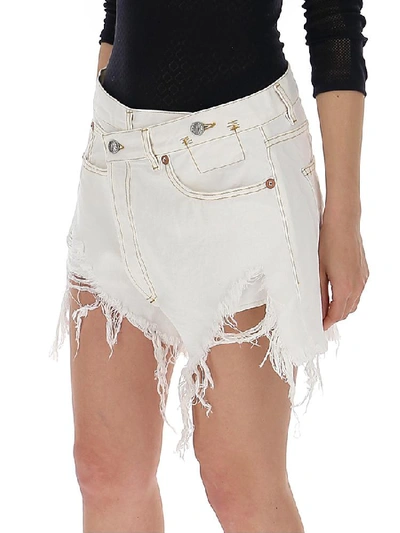 Shop R13 Frayed Crossover Shorts In White