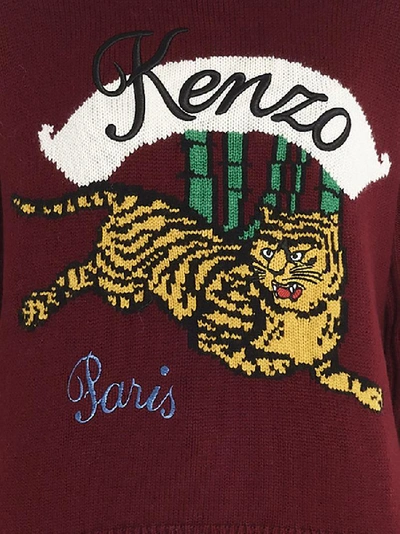 Shop Kenzo Tiger Bamboo Embroidered Sweater In Red