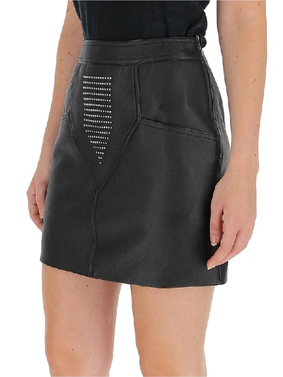 Shop Saint Laurent Studded Mini Skirt In Black