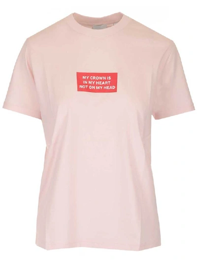 Shop Burberry Slogan Print T In Pink