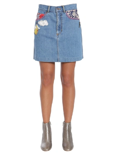 Shop Marc Jacobs Patch Denim Mini Skirt In Blue