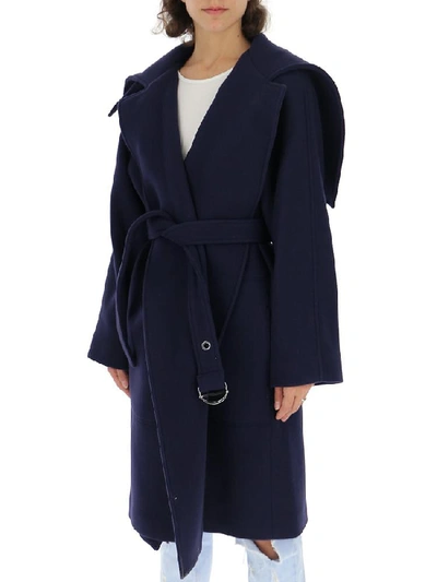 Shop Chloé Belted Wrap Coat In Blue