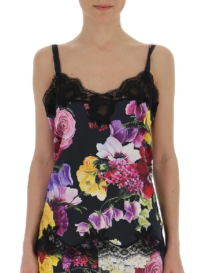 Shop Dolce & Gabbana Underwear Floral Print Lace Camisole In Multi
