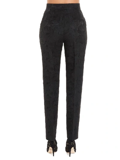 Shop Dolce & Gabbana High Waisted Jaquard Pants In Black