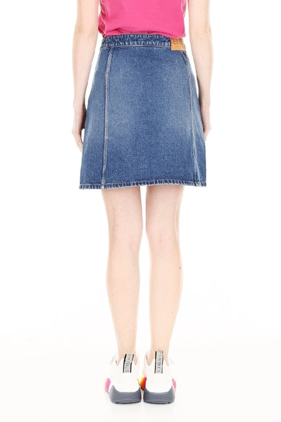 Shop Kenzo Denim Zipped Mini Skirt In Blue