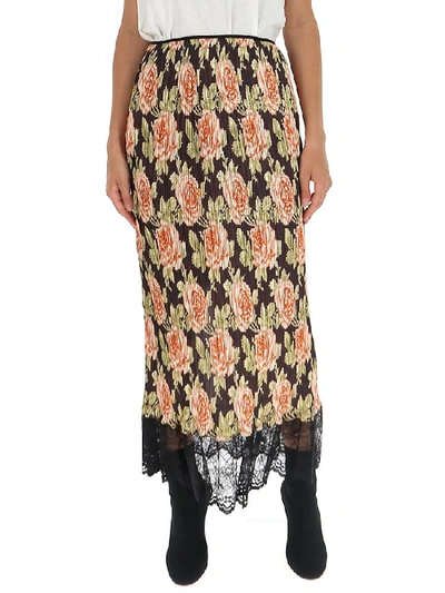 Shop Paco Rabanne Floral Print Pleated Skirt In Multi
