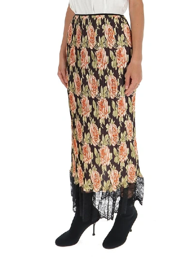 Shop Paco Rabanne Floral Print Pleated Skirt In Multi
