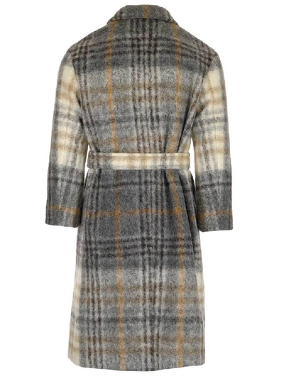 Shop Brunello Cucinelli Belted Checkered Trench Coat In Multi