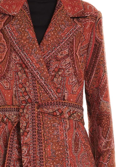 Shop Etro Belted Paisley Print Wrap Coat In Multi