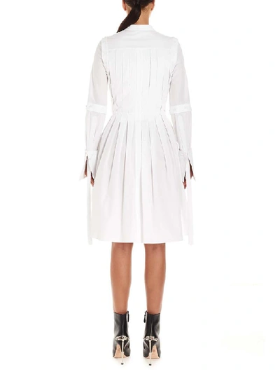 Shop Alexander Mcqueen Pleated Removable Sleeves Dress In White