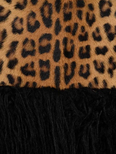 Shop Saint Laurent Leopard Print Faux Fur Trimmed Pencil Skirt In Animalier