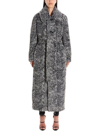 Shop Dsquared2 Belted Fur Coat In Grey