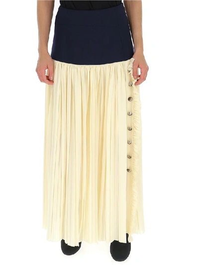 Shop Chloé Contrasting Panelled Pleated Maxi Skirt In Multi