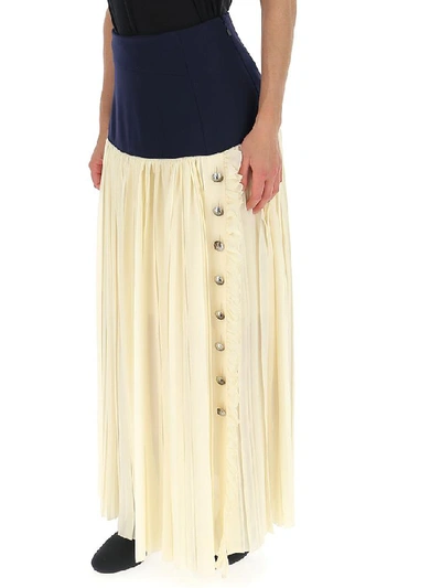 Shop Chloé Contrasting Panelled Pleated Maxi Skirt In Multi