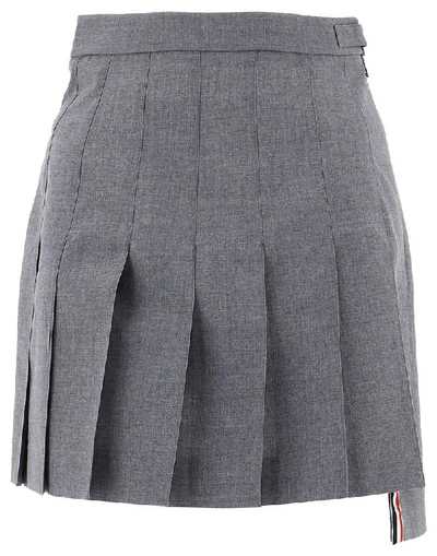 Shop Thom Browne Pleated High Waist Mini Skirt In Grey