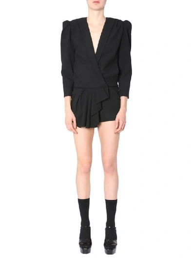 Shop Saint Laurent Tuxedo Style Playsuit In Black