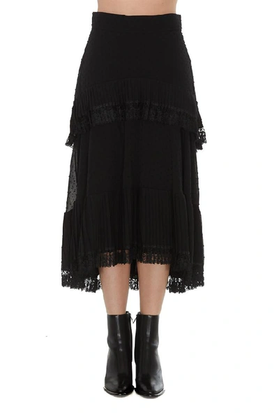 Shop Zimmermann Lace Effect Pleated Midi Skirt In Black