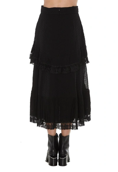 Shop Zimmermann Lace Effect Pleated Midi Skirt In Black