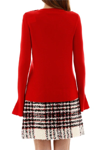 Shop Tory Burch Embellished Crystal Sweater In Red