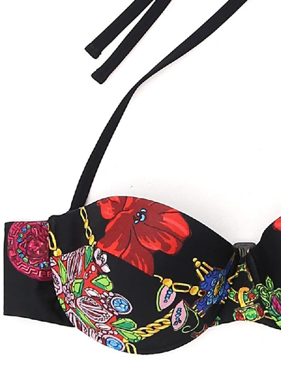 Shop Versace Printed Halterneck Bikini Top In Multi