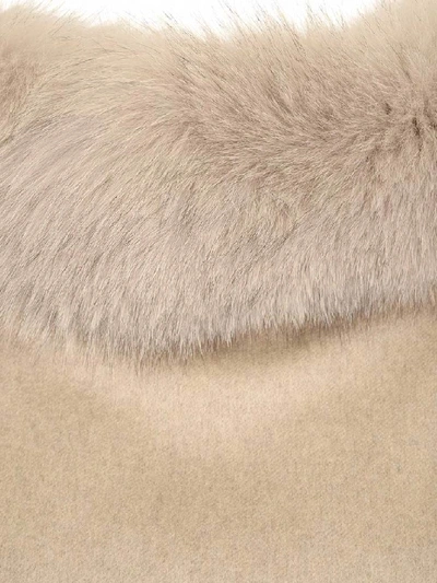 Shop Max Mara Fur Trimmed Cape In Grey