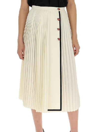 Shop Gucci Pleated Contrast Trim Skirt In Multi