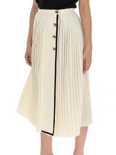 Shop Gucci Pleated Contrast Trim Skirt In Multi