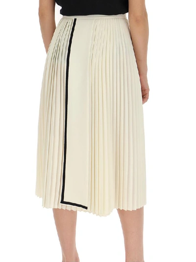 Shop Gucci Pleated Contrast Trim Skirt In Multi