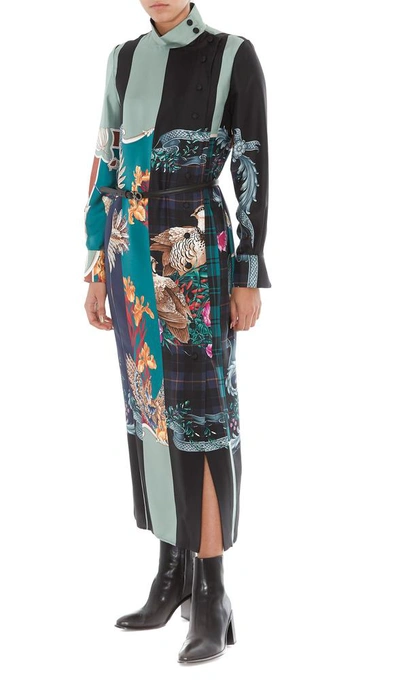 Shop Ferragamo Salvatore  Mixed Printed Belted Dress In Multi