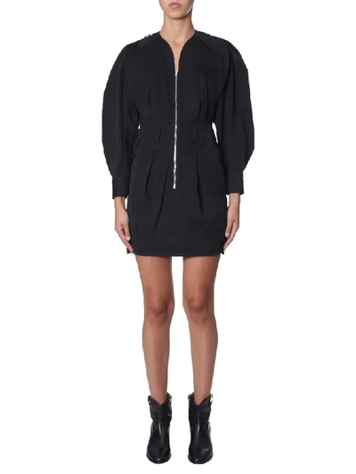 Shop Isabel Marant Honey Zipped Front Mini Dress In Black