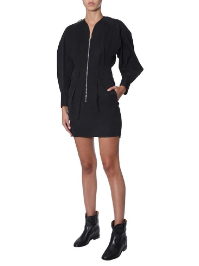 Shop Isabel Marant Honey Zipped Front Mini Dress In Black