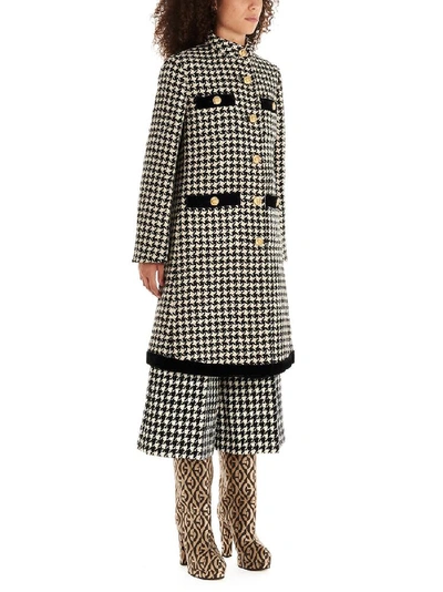 Shop Gucci Houndstooth Coat In Grey