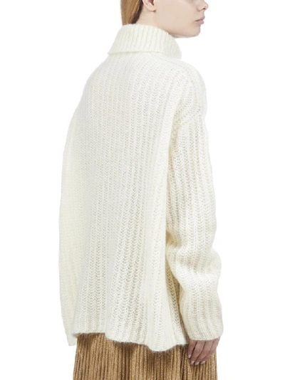 Shop Marni Ribbed Turtleneck Sweater In White