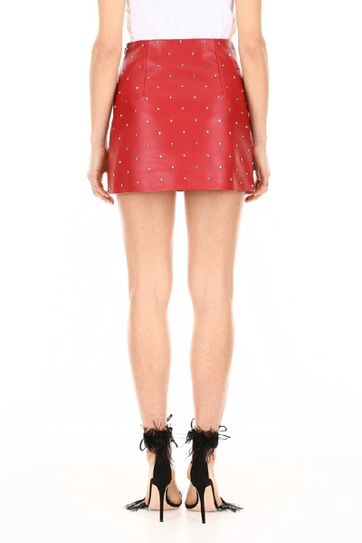 Shop Miu Miu Studded Mini Skirt In Red