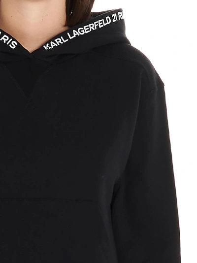 Shop Karl Lagerfeld Rue St Guillaume Hoodie In Black