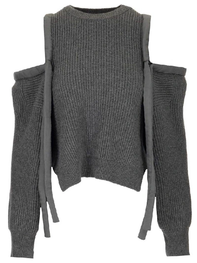 Shop Stella Mccartney Open Shoulder Jumper In Grey