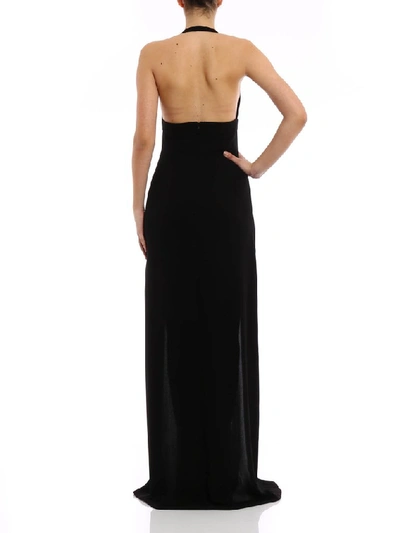 Shop Versus Halterneck Side Split Maxi Dress In Black