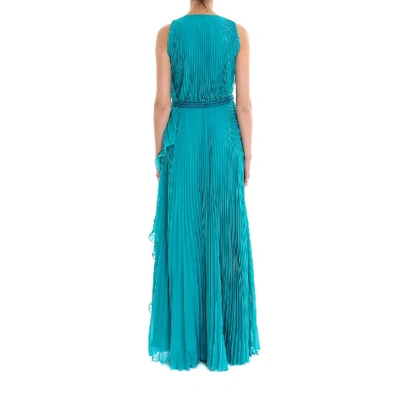 Shop Max Mara Sleeveless Pleated Dress In Green