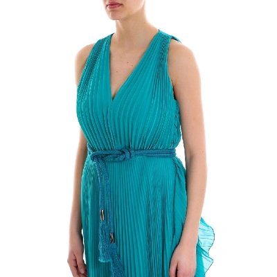 Shop Max Mara Sleeveless Pleated Dress In Green