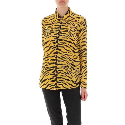 Shop Saint Laurent Classic Zebra Print Shirt In Yellow