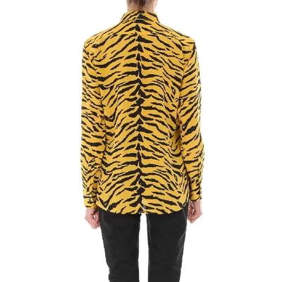 Shop Saint Laurent Classic Zebra Print Shirt In Yellow
