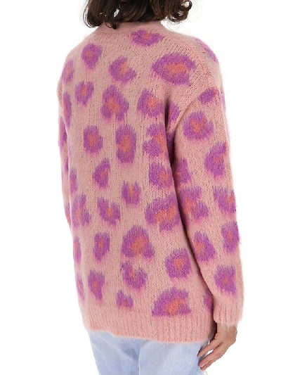 Shop Miu Miu Animalier Print Cardigan In Pink