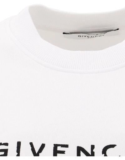 Shop Givenchy Logo Cropped Sweatshirt In White