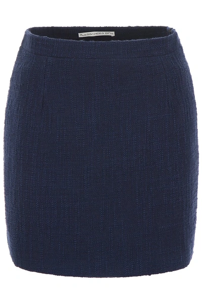 Shop Alessandra Rich Tweed Mini Skirt In Navy
