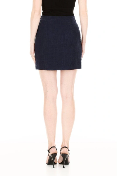 Shop Alessandra Rich Tweed Mini Skirt In Navy