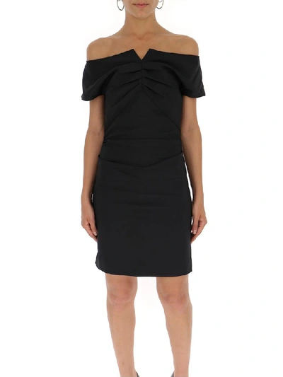 Shop Helmut Lang Draped Short Dress In Black