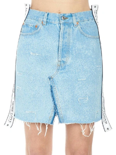 Shop Forte Dei Marmi Couture Distressed Mini Skirt In Blue